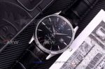 Perfect Replica Jaeger Lecoultre Master Ultra 2 Times Date Black Face Leather Strap 42mm Watch
